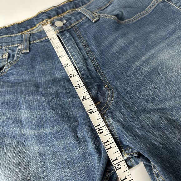 Levis 505 Denim Blue Jeans Mens 36 X 34 Medium Wash Straight Leg Mid Rise - Picture 11 of 14